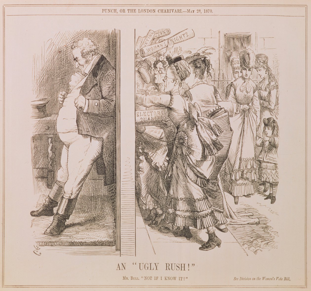 一个&39;Ugly Rush&39;，来自Punch杂志的卡通，酒吧。 1870 作者 英语学校