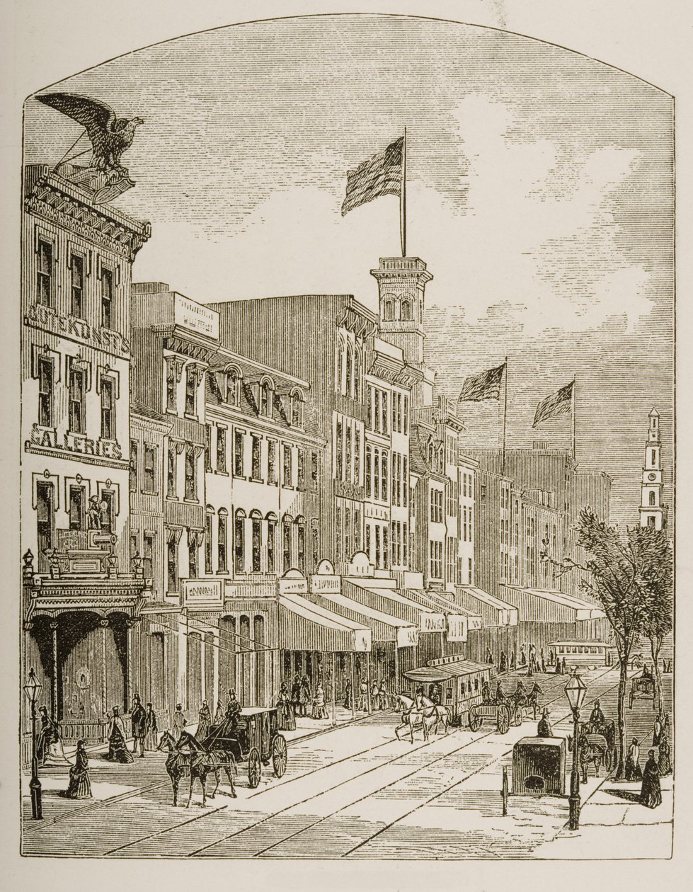 1870年，费城拱门，1847年由宗教信仰协会出版的“美国图片” 作者 英语学校