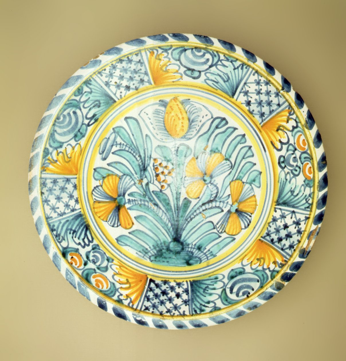 Bluedash Delftware充电器，兰贝斯陶器，c.1670（陶瓷） 作者 英语学校