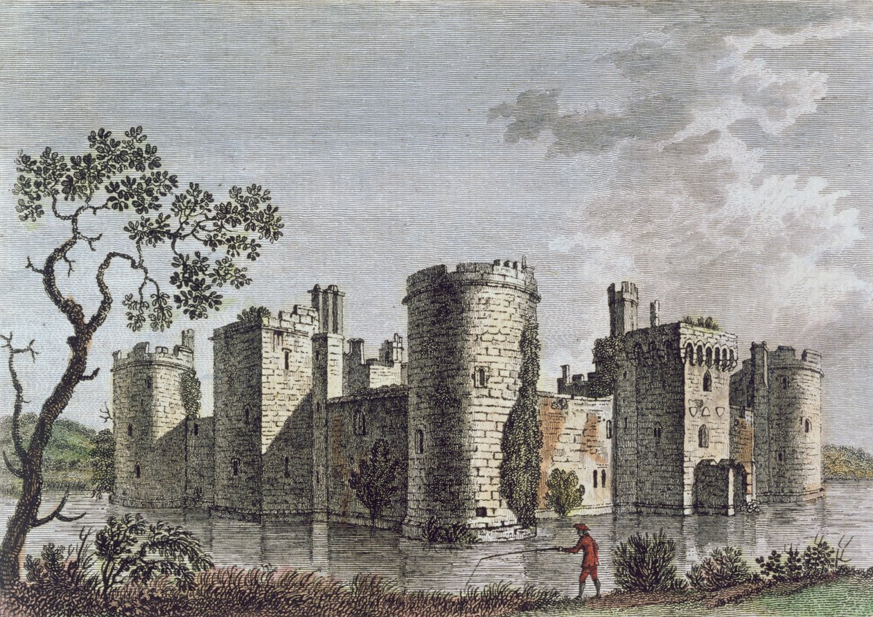 苏塞克斯Bodiam城堡，1777年7月6日（彩色雕刻） 作者 英语学校