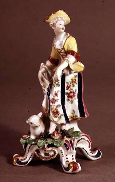 一个牧羊女的弓瓷图，c.1765（陶瓷） 作者 英语学校
