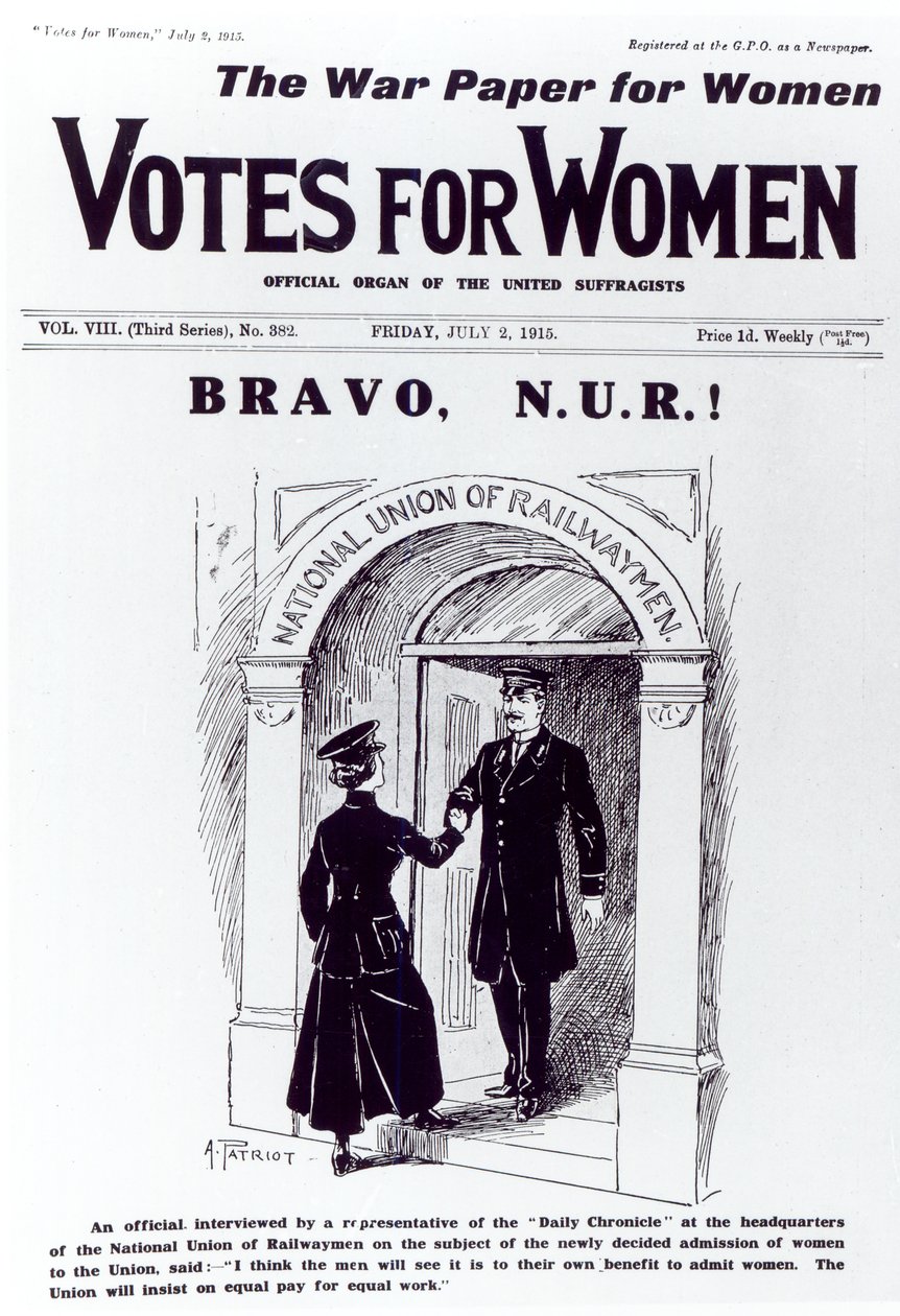 Bravo，NUR !, 1915年7月2日“女性投票”的封面 作者 英语学校