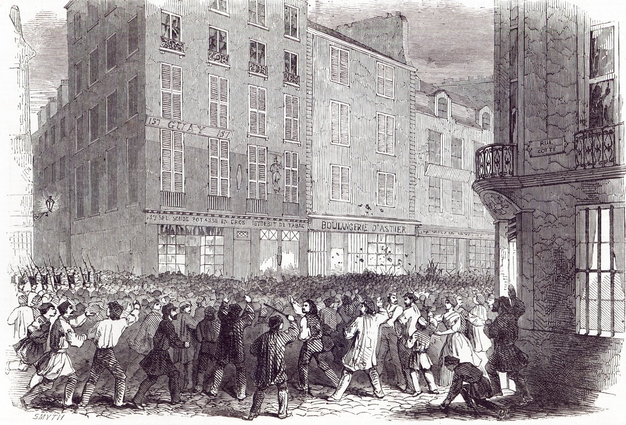 1846年10月10日，来自“伦敦新闻画报”的巴黎圣安东尼街（Rue du Faubourg St. Antoine）面包骚乱 作者 英语学校