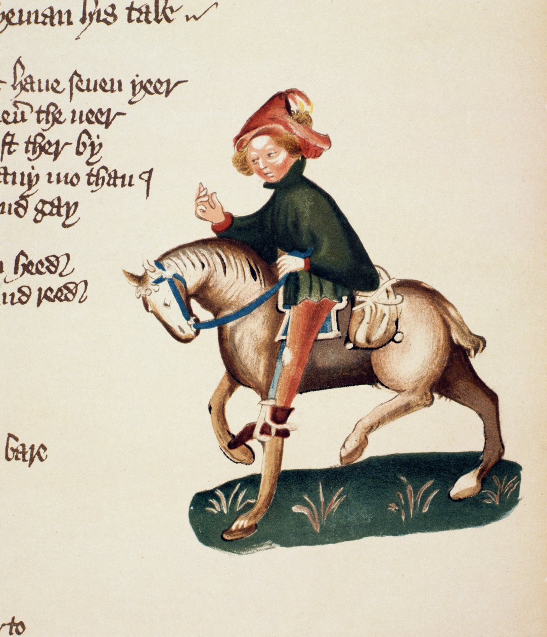 Canons Yeoman，详细信息来自坎特伯雷故事集，由Geoffrey Chaucer撰写（c.1342-1400）埃尔斯米尔手稿，传真版，1911年（原始细节见21935） 作者 英语学校