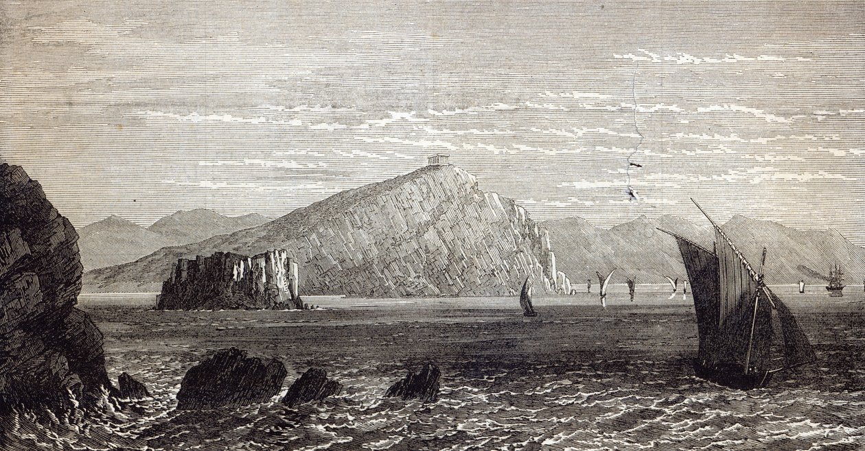 科隆纳角（Cape Colonna），希腊海岸的密涅瓦神庙遗址，来自“伦敦新闻画报” 作者 英语学校