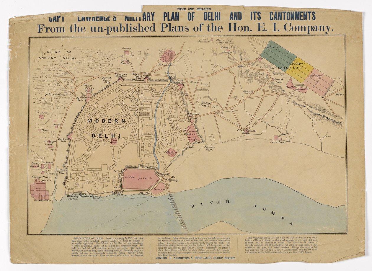 根据Hon EI公司未公布的计划，1860年，德里及其军营的Capt Lawrences军事计划 作者 英语学校