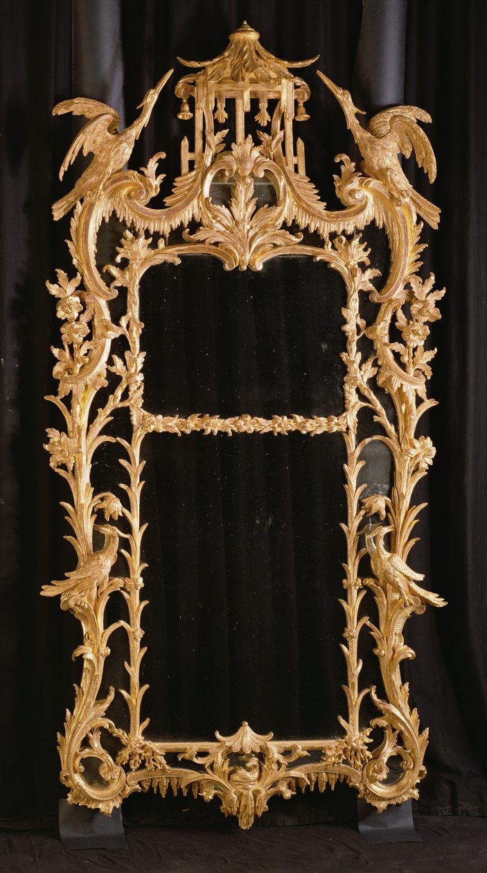 雕刻镜子，c.1760（giltwood） 作者 英语学校