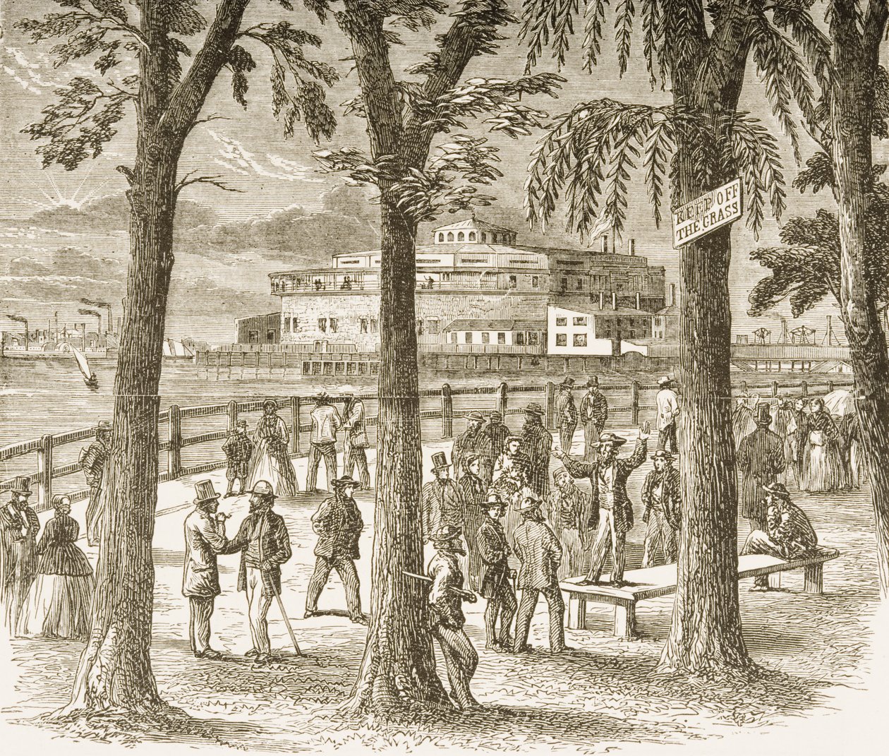 纽约城堡花园和炮台公园，于1870年出版，由1876年由宗教学会出版的“美国图片”出版 作者 英语学校