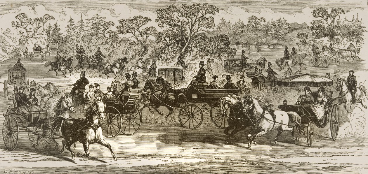 纽约中央公园大道，1870年，由1876年由宗教学会出版的“美国图片”出版 作者 英语学校
