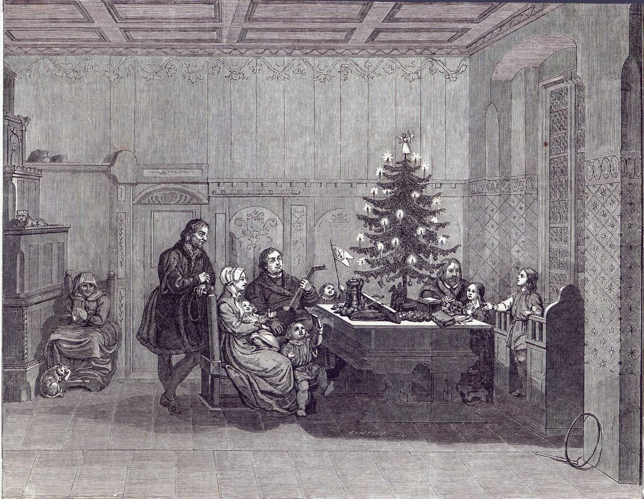 德国平安夜：马丁路德及其家人，来自“伦敦新闻画报”，1846年12月26日 作者 英语学校