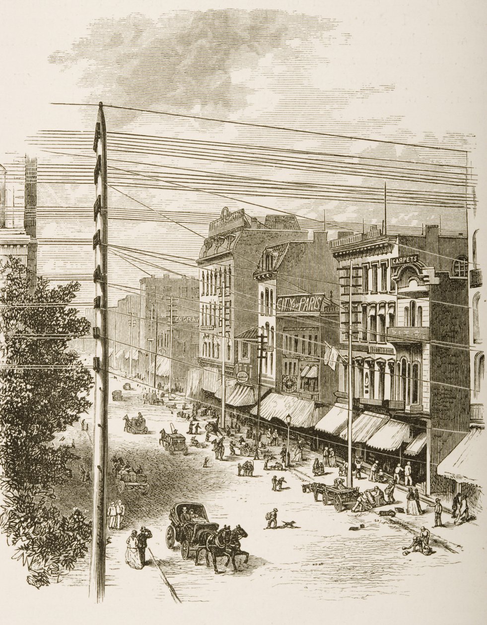 芝加哥克拉克街，1870年，1876年由宗教学会出版的“美国图片” 作者 英语学校