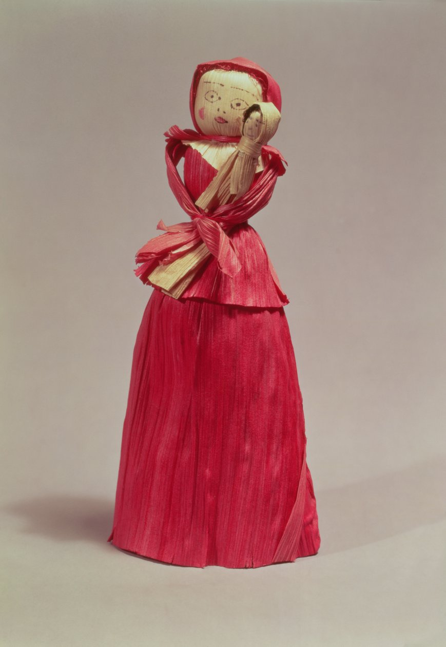 玉米壳玩偶，维多利亚女王时代，c.1880 作者 英语学校