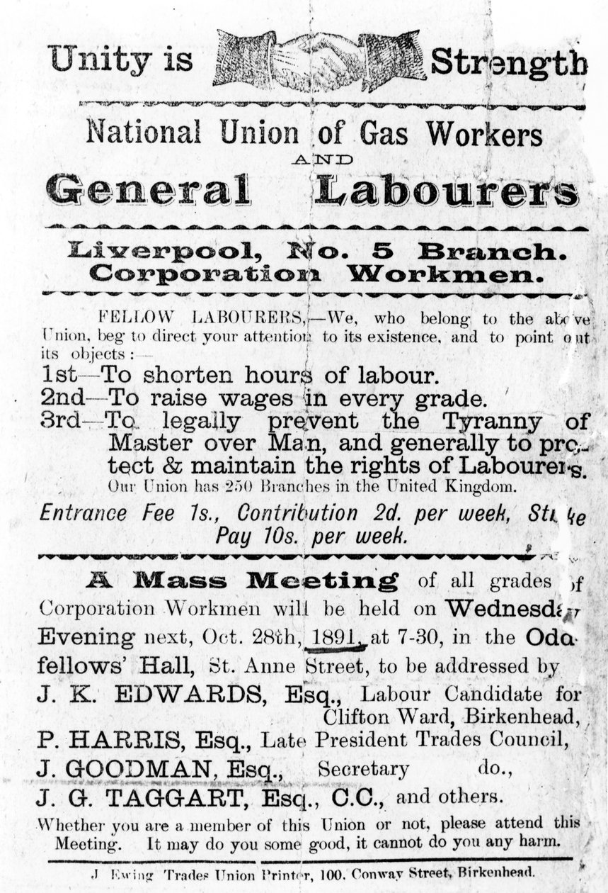 1891年全国天然气工人和一般工人联合会宣言 作者 英语学校