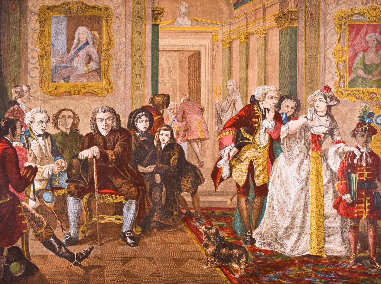 Samuel Johnson博士在Lord Chesterfield的前厅，由Brougham勋爵和其他人发表的“Old England&39;s Worthies”，于1880年代出版伦敦（见97165） 作者 英语学校