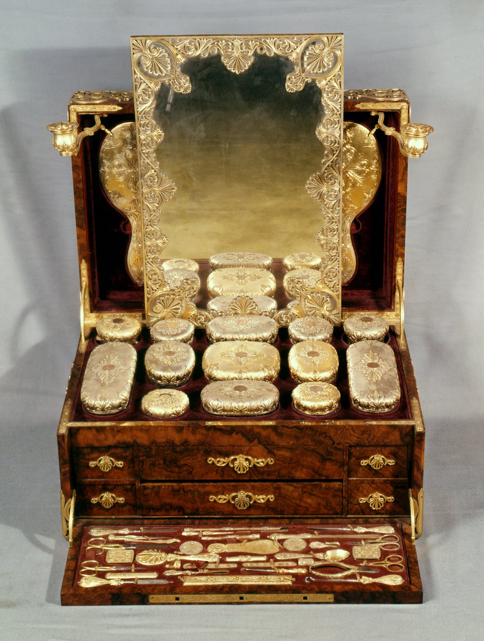 带镀银配件的化妆盒，1850年代（胡桃木） 作者 英语学校