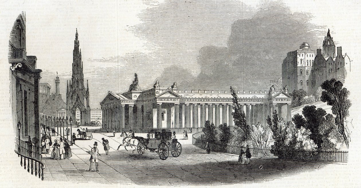 爱丁堡：皇家学院和斯科特纪念碑，来自&39;The Illustrated London News&39;，1845年2月22日 作者 英语学校