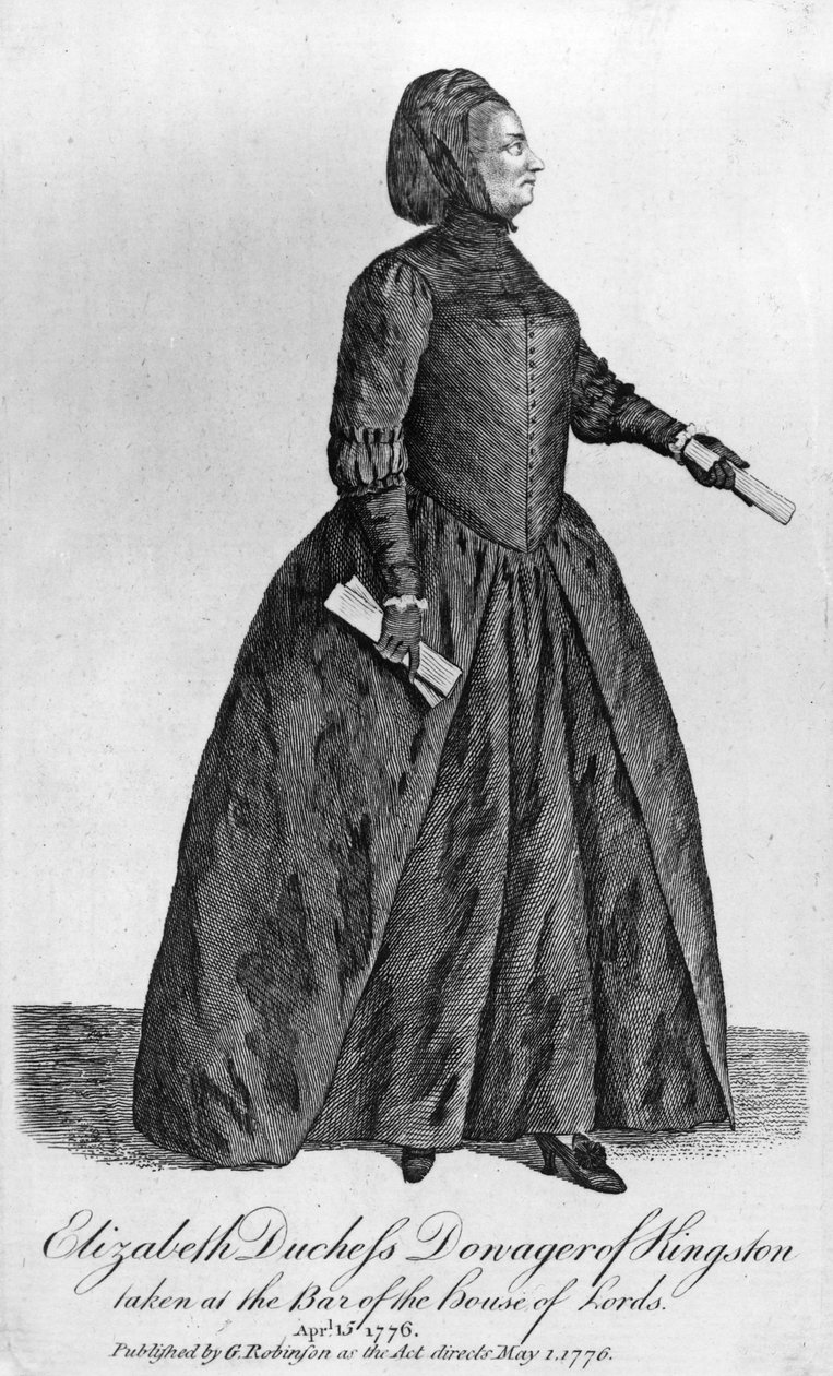 Elizabeth Chudleigh，1776年布里斯托尔伯爵夫人和金斯敦公爵夫人（mezzotint） 作者 英语学校