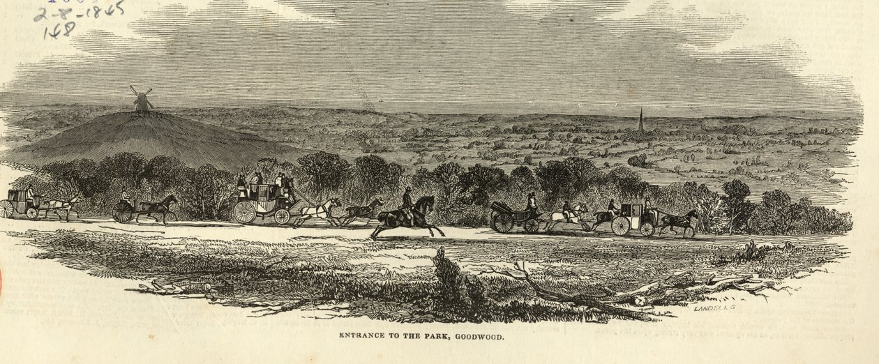 1845年8月2日，来自&39;The Illustrated London News&39;的古德伍德公园入口 作者 英语学校