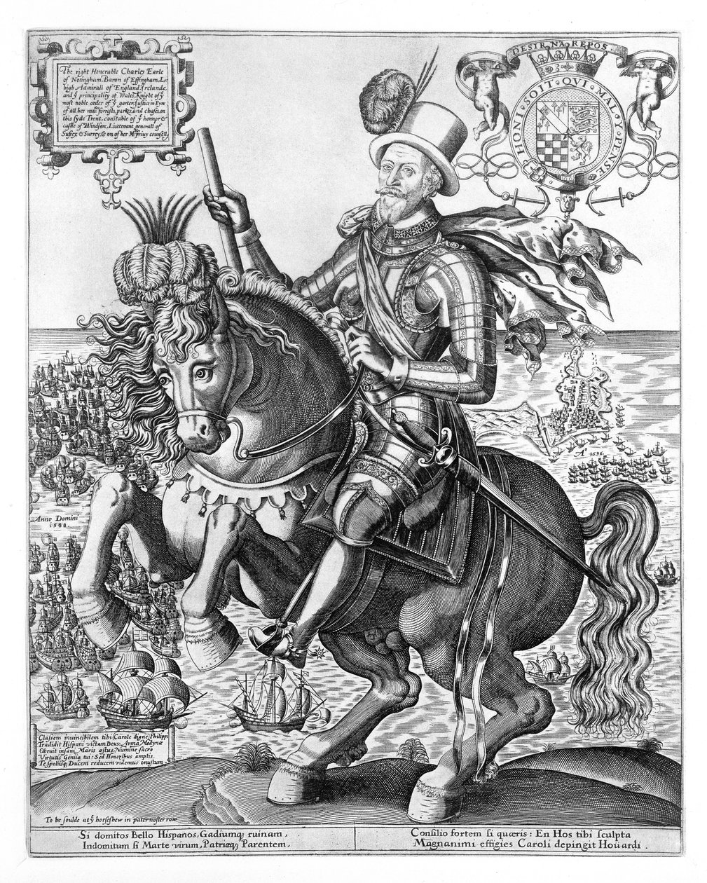 查尔斯·霍华德的马术肖像（1536-1624）诺丁汉第一伯爵埃芬汉的第二男爵霍华德，由托马斯·科克森雕刻（fl.1591-1636）c.1597-1603 作者 英语学校