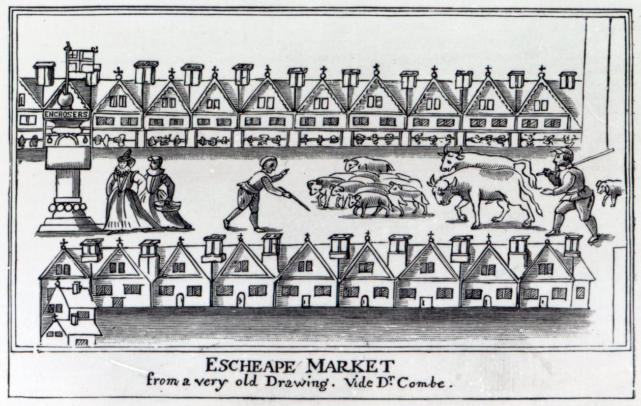 Escheape Market，来自c.1598的原始图纸 作者 英语学校