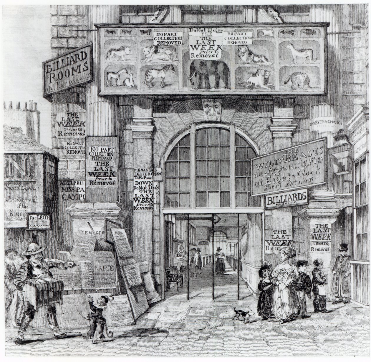 埃克塞特变化显示爱德华十字勋章的皇家大国家动物园的入口，c.1829 作者 英语学校