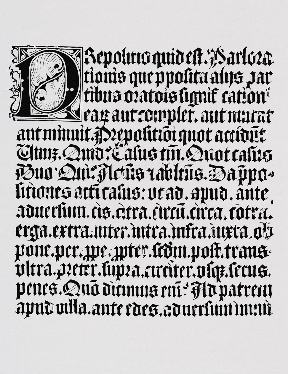 关于介词的xlography或木版画的传真，来自Johann Fust和Johannes Gutenberg，美因茨，1450年印刷的语法书 作者 英语学校