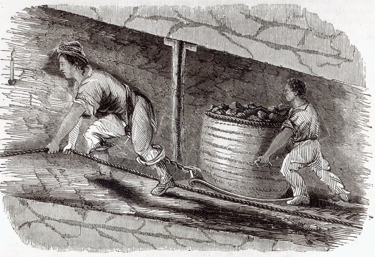 1842年，小博尔顿的煤坑中的女性抽屉 作者 英语学校
