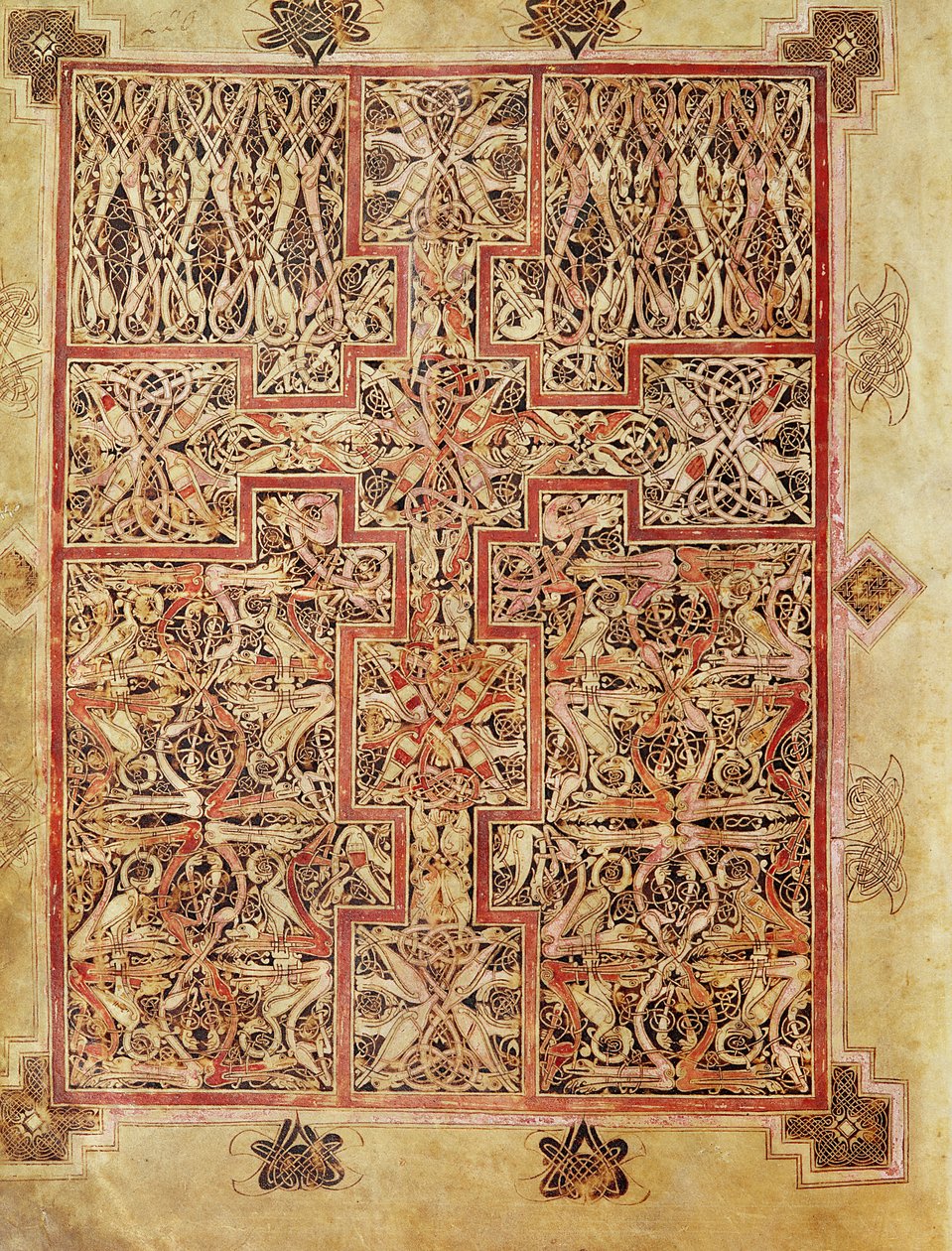 Fol.220地毯页，来自Lichfield Gospels，c.720 作者 英语学校