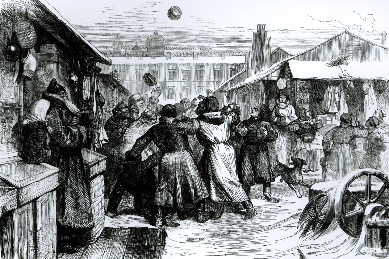 圣彼得堡犹太人市场的足球，来自“插图伦敦新闻”，1874年1874年 作者 英语学校