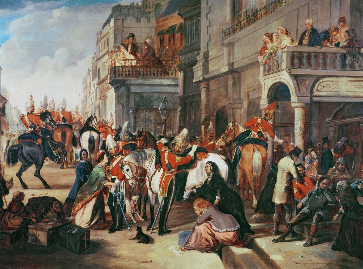 第四个龙骑兵卫兵离开克里米亚战争，c.1854 作者 英语学校