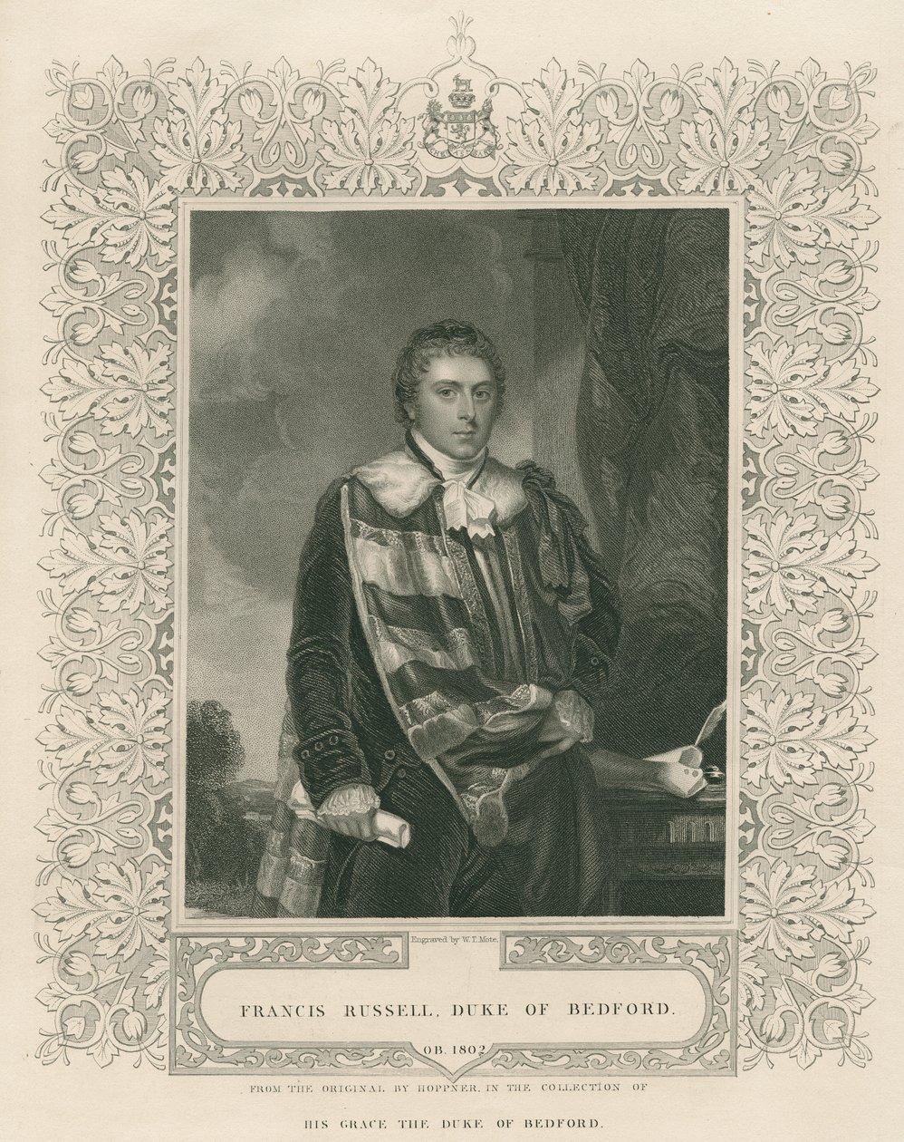 Francis Russell（1765-1802）第五任贝德福德公爵，由WT Mote雕刻 作者 英语学校