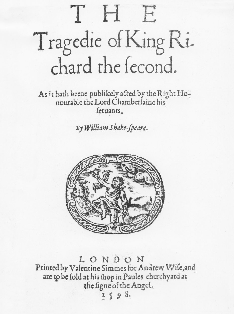 “理查德二世的悲剧”的主题，威廉·莎士比亚，1598年 作者 英语学校