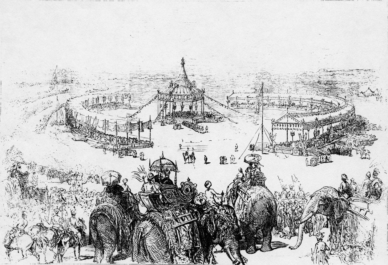 德里帝国杜巴的一般鸟瞰图，发表于1877年的伦敦新闻画报 作者 英语学校
