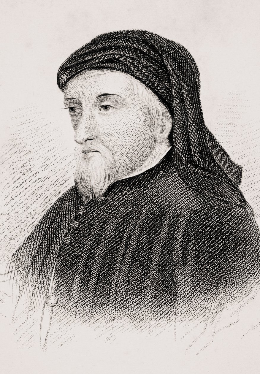 Geoffrey Chaucer，来自Brougham勋爵和其他人的“Old England&39;s Worthies”，出版于伦敦，1880年代 作者 英语学校