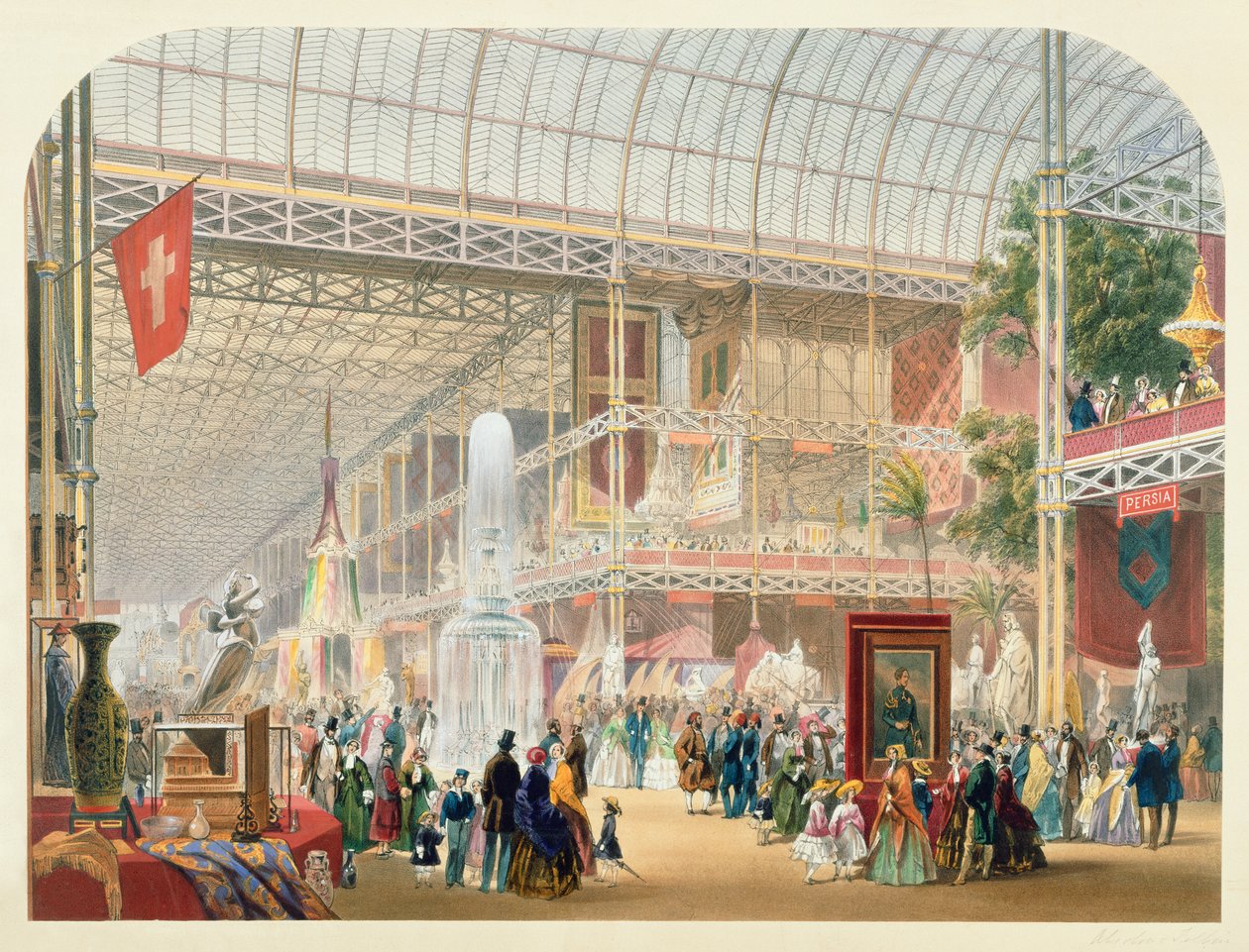 伟大的展览，1851年：水晶宫的中央Transept 作者 英语学校