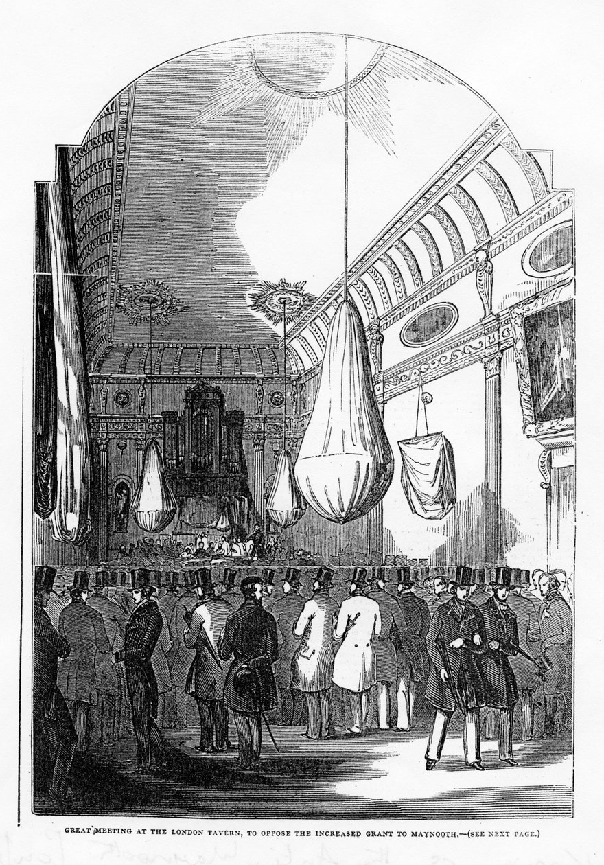 在伦敦酒馆举行的大型会议，反对增加对Maynooth的拨款，1840年代 作者 英语学校