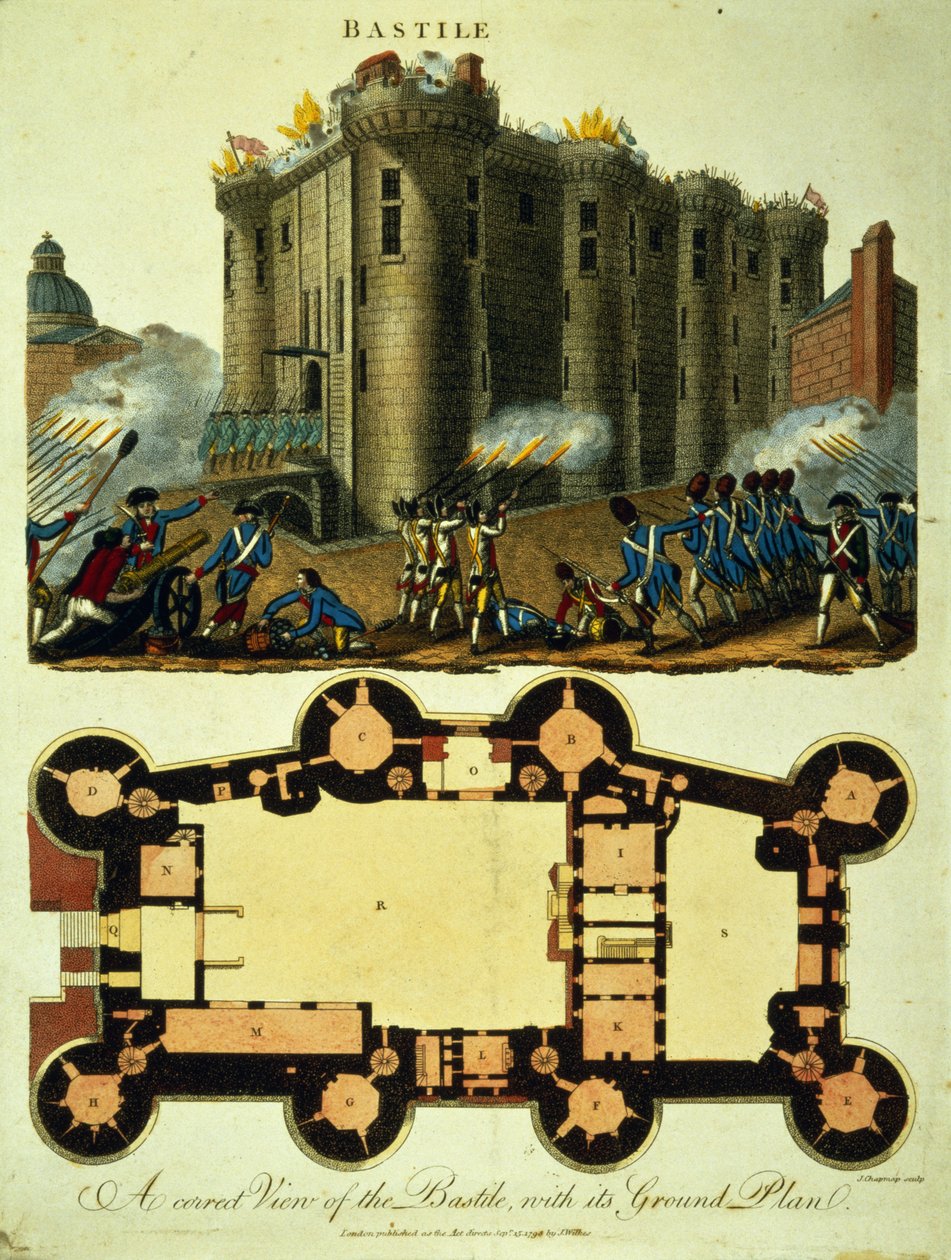 巴士底狱的平面图，由J. Chapman，1798年雕刻 作者 英语学校