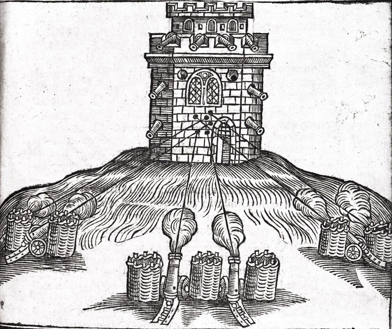 围攻战的插图，来自托马斯·史密斯的“枪械艺术”（16,20-27），1628年 作者 英语学校