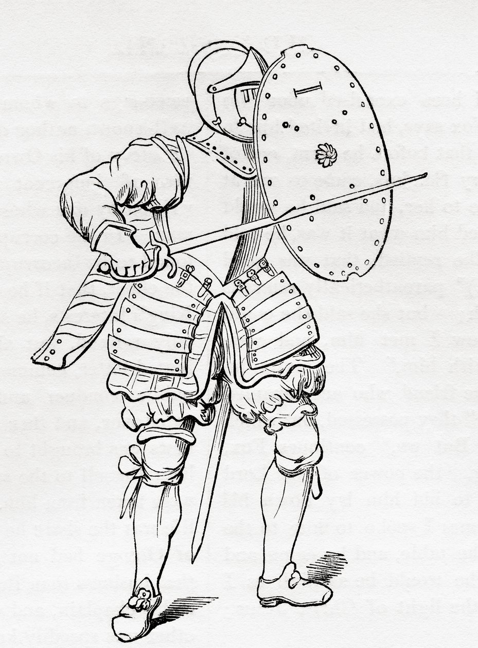 步兵盔甲，1625年，来自旧英格兰：一个画报博物馆，酒吧。 1847年 作者 英语学校
