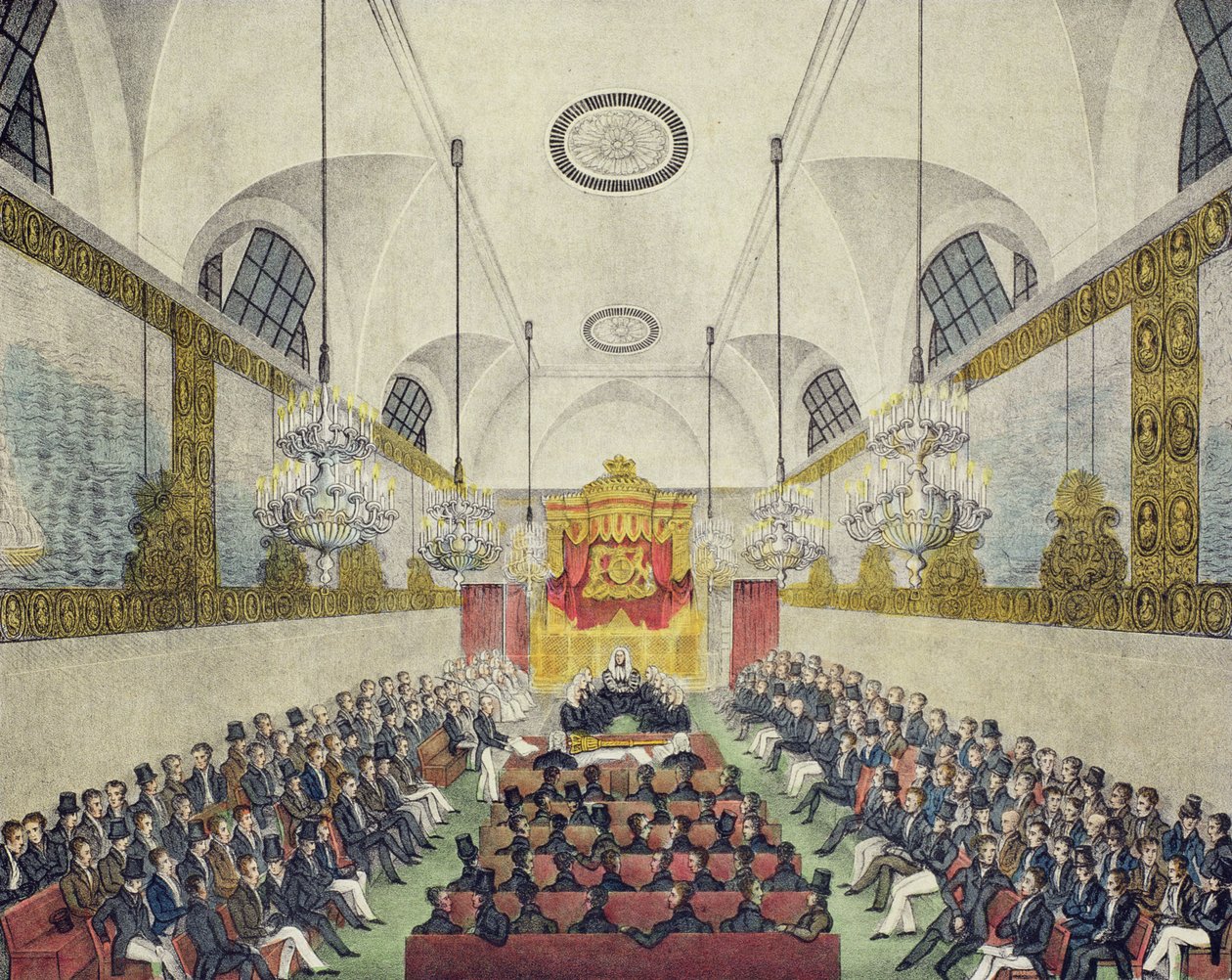上议院的内部，在威斯敏斯特宫，由查尔斯Ingrey打印和出版，1830（彩色光刻） 作者 英语学校