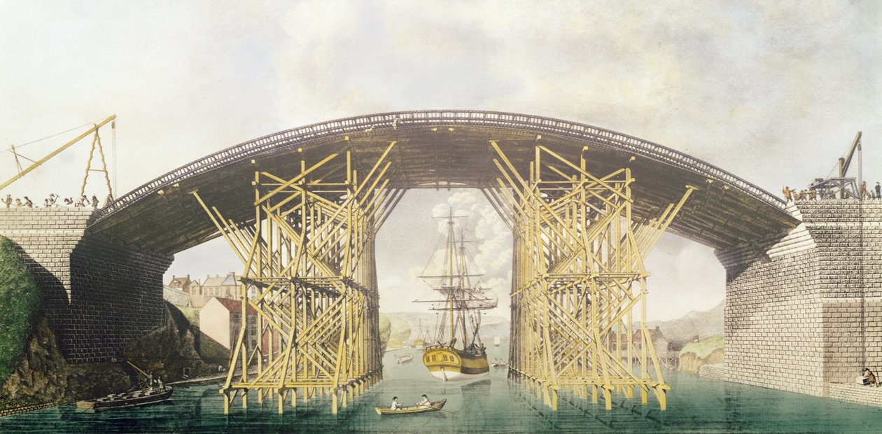 磨损铁桥，1796年（彩色雕刻） 作者 英语学校