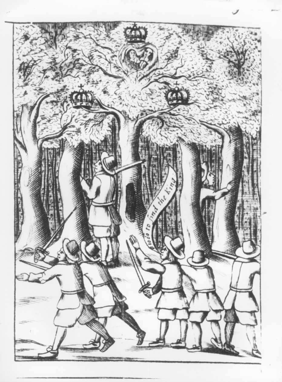 查尔斯二世国王（1630-85）于1651年在伍斯特战役中失利后躲在Boscobel的一棵橡树上，于1660年出版 作者 英语学校