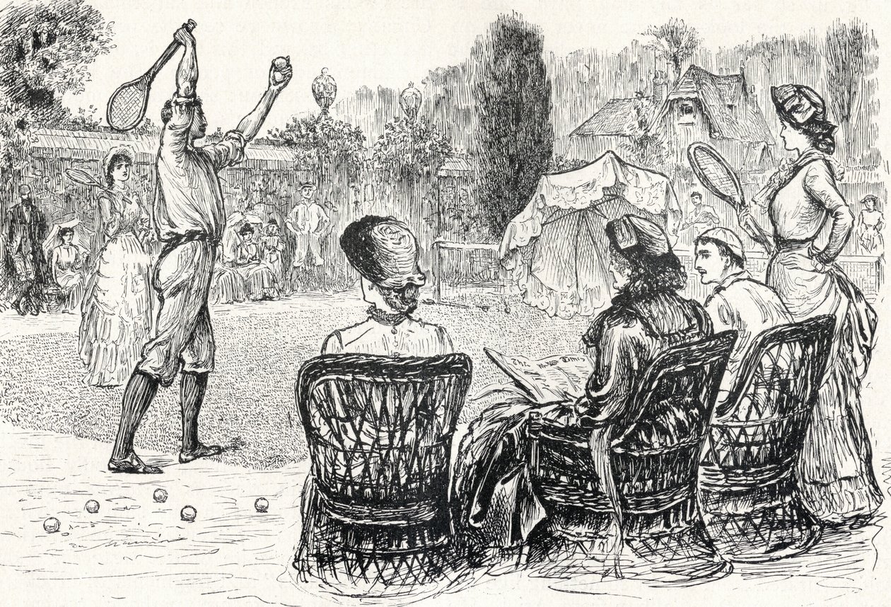 草地网球于1883年，由Punch杂志的原始绘画，1883年5月至10月的“世纪画报月刊” 作者 英语学校