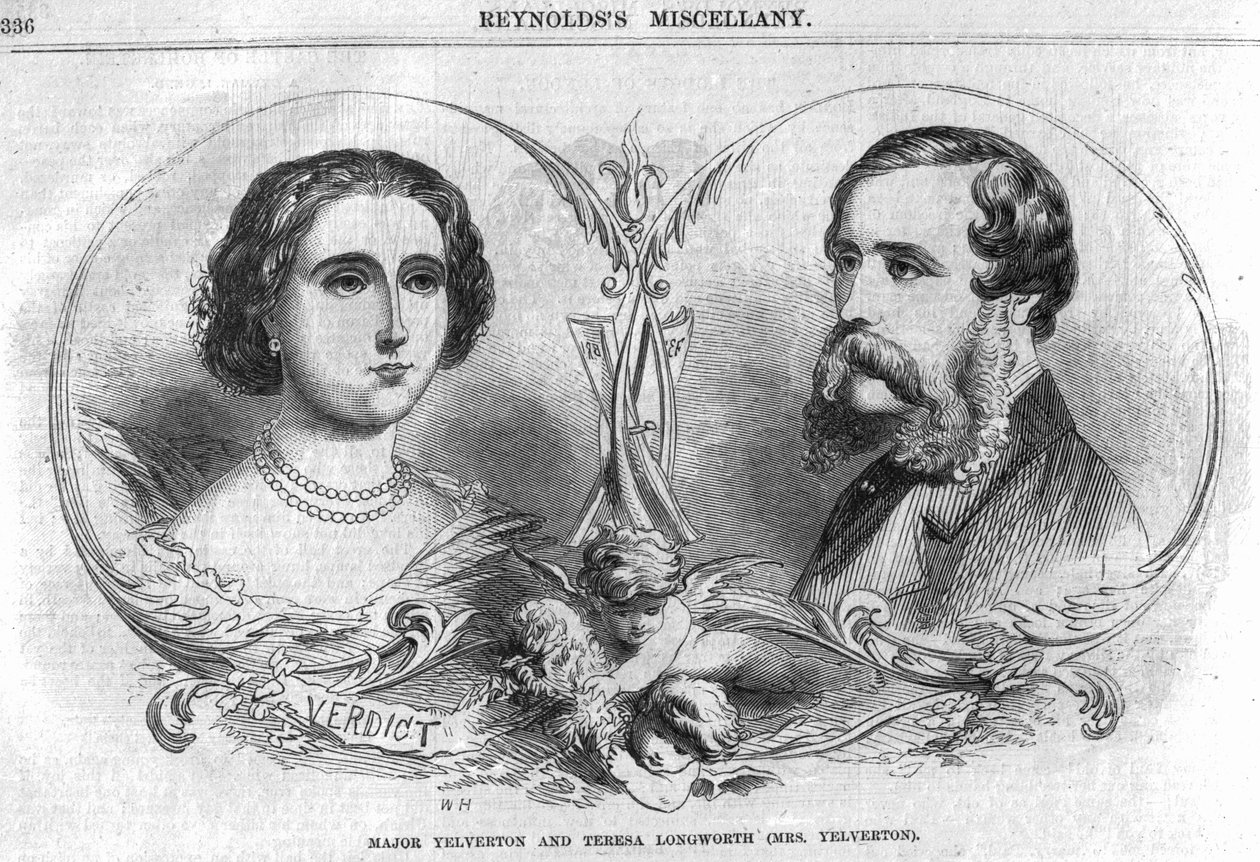 Yelverton少校和Teresa Longworth（Yelverton夫人），来自&39;Reynolds Miscellany&39;的插图，1861年 作者 英语学校