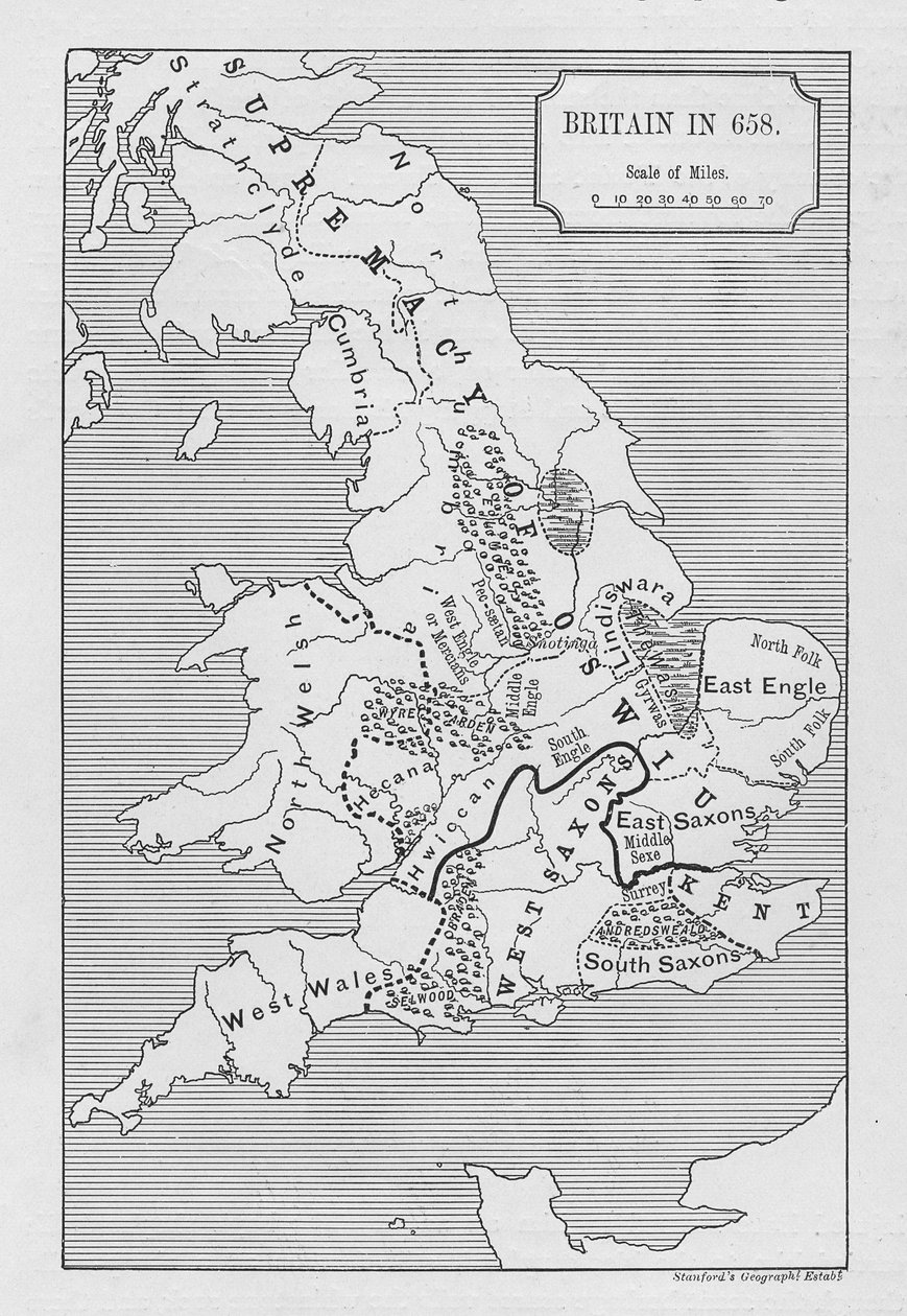 658年的英国地图，由斯坦福大学的地理机构制作 作者 英语学校