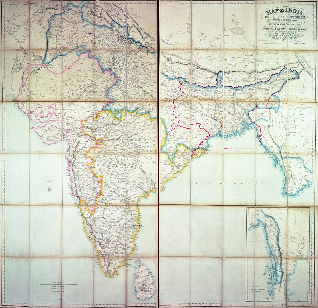 印度地图，1857年（彩色石版画） 作者 英语学校
