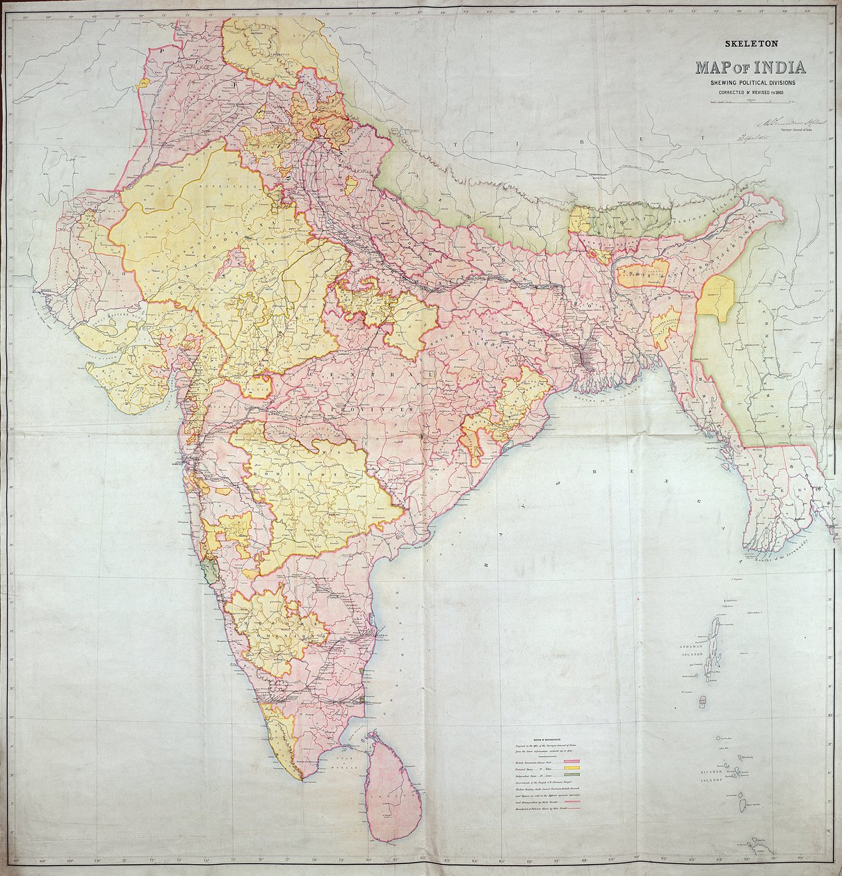 印度地图，1865年 作者 英语学校