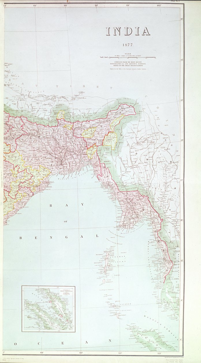 印度地图，1877年 作者 英语学校