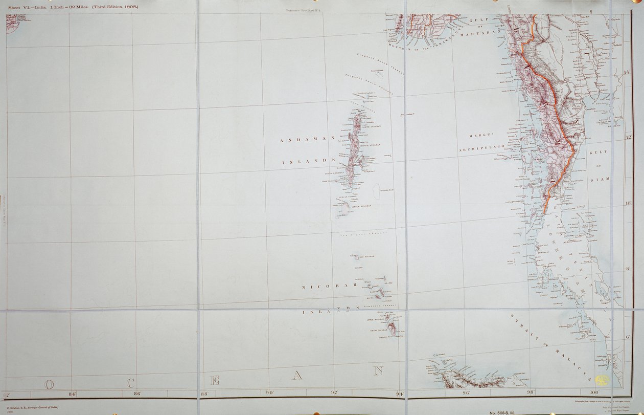安达曼和尼科巴群岛的地图，孟加拉湾，1898年 作者 英语学校