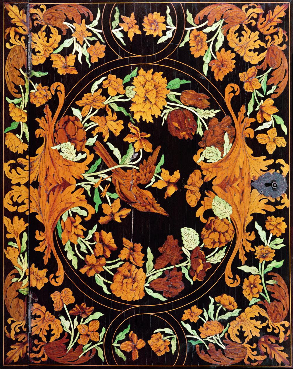 镶嵌盒，英文，c.1670（详细） 作者 英语学校